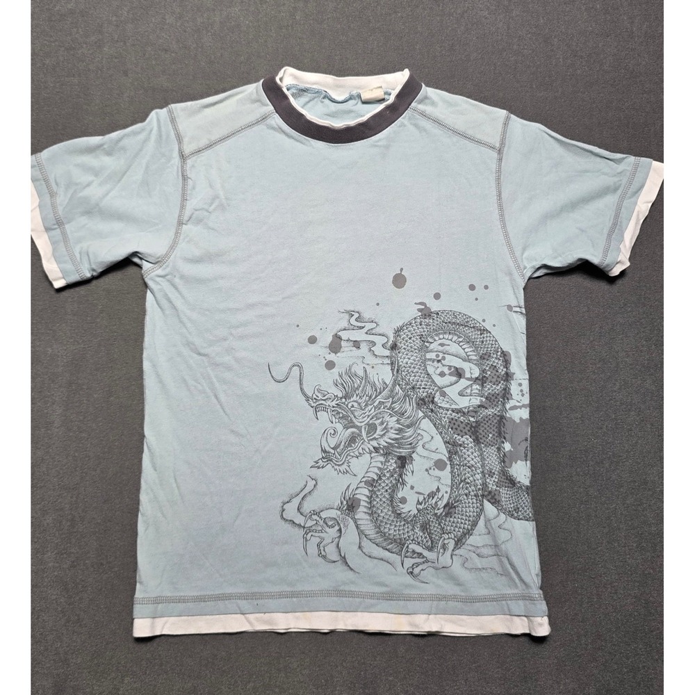 Dragon Graphic T-Shirt‎ Short Sleeve Crew Neck Vintage Style Cotton Top Small